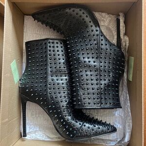 Steve Madden Black Textured Studded Ankle Boots